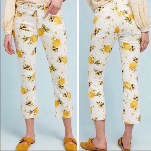 Anthropologie Pilcro Women's Floral High Rise Bootcut Jeans Size‎ 24 Petites - Picture 1 of 5
